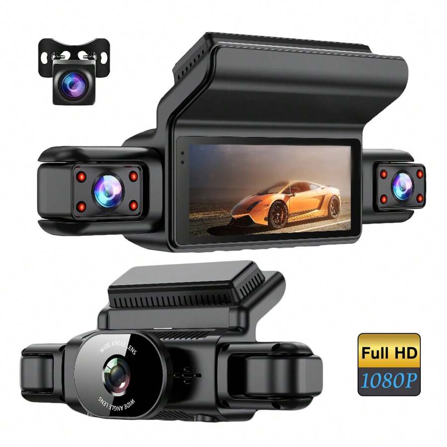 4-Camera Drive Recorder With WiFi, WDR HDR, Car Camera, 1080P Full HD, Ultra-Strong Night Vision Function, 360-Degree All-Round Protection, 24-Hour Parking Monitoring, 32GB Card Included, Loop Recording, G-Sensor, LED Traffic Light Countermeasures, Motion Detection, Infrared Night Vision