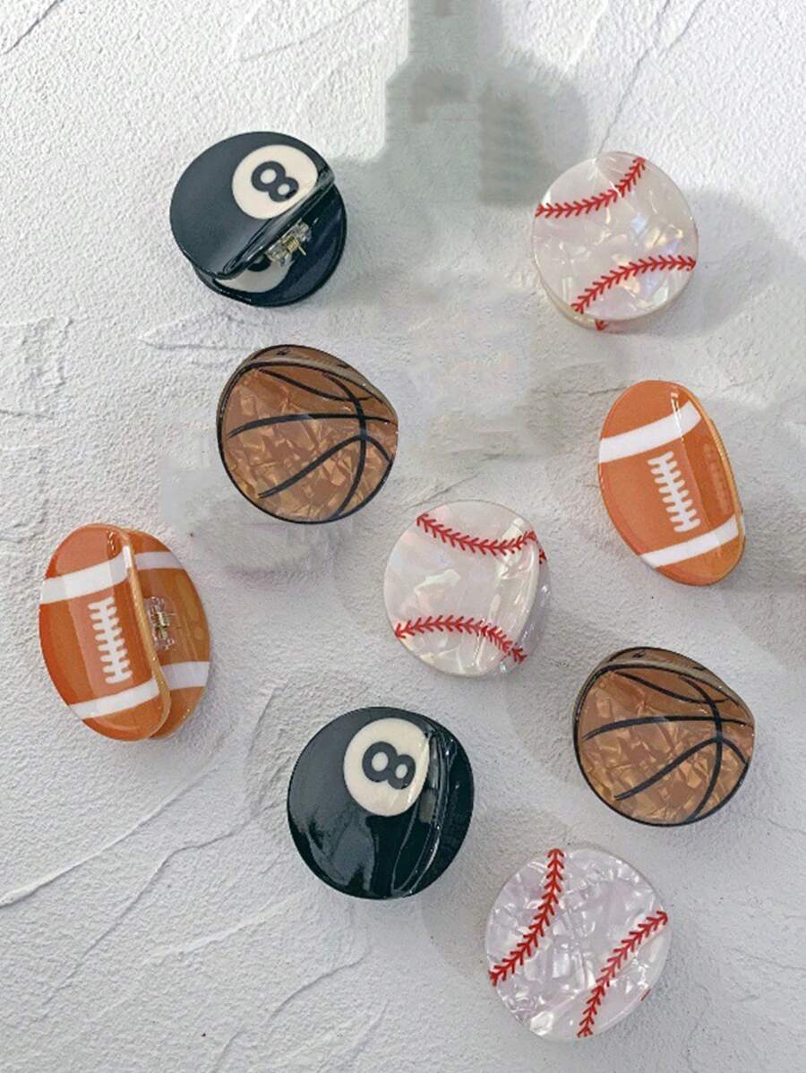 1 pièce/Noir Pinces à cheveux en forme de boule de billard 8, pinces à cheveux de basket-ball, de football, de rugby, de baseball. Pinces, barrettes, clips, attaches pour cheveux
