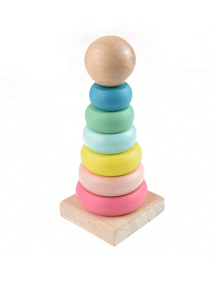 1PC Wooden Children's Educational And Fun Toys, Suitable For Children Aged 3 To 6. Rainbow Tower, Rainbow Column, Stacking Toys, Early Childhood Education, Color And Quantity Recognition, Caterpillar And Clock Toys To Exercise Children's Hand-Eye Coordination