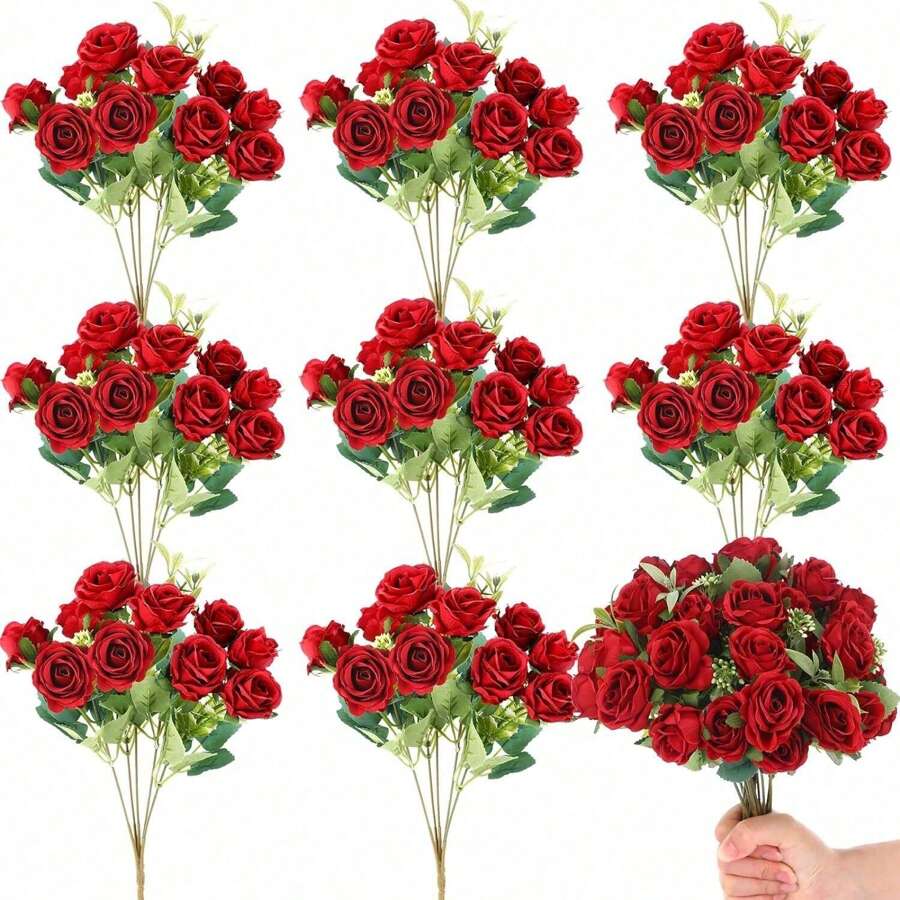 1PC/3PCS Artificial Flowers Tea Roses Silk Bouquets Fake Plants For Spring Autumn Decorations,Wedding Vase For Home, Dining Room,Bathroom,Kitchen, Bedroom Decorations, Mother's Day,Festival Birthday Party Accessories, Outdoor Garden Decorations