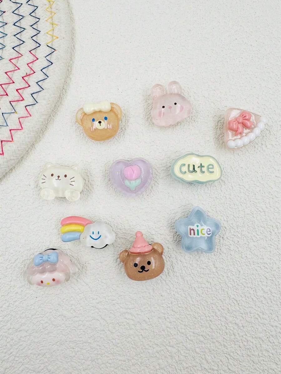 10 Pcs DIY Hole Shoes Accessories Cute And Free Combination Two Styles To Choose From, Ten Accessories For Each Style