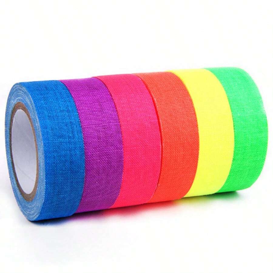 6 Packs Neon Glow Tape 6 Colors Waterproof UV Reactive Fluorescent Stickers For Stage Decor Stairs Crafts Reflective Warning Tape Perfect For Halloween Parties 196.85in X 15mm Wall Stickers Room Decor Wall Decor Wall Sticker Personalised Stickers Halloween Decor Home Decor Fall Decor