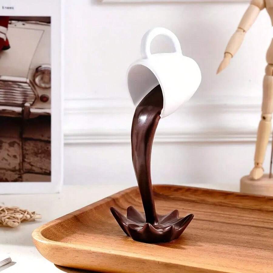 1pc Modern Resin Hanging Coffee Cup Decor, Creative Inverted Floating Resin Coffee Cup Decor, Perfect For Wedding Decor, Table Decor, Room Decor, Home Decor And Bedroom Decor