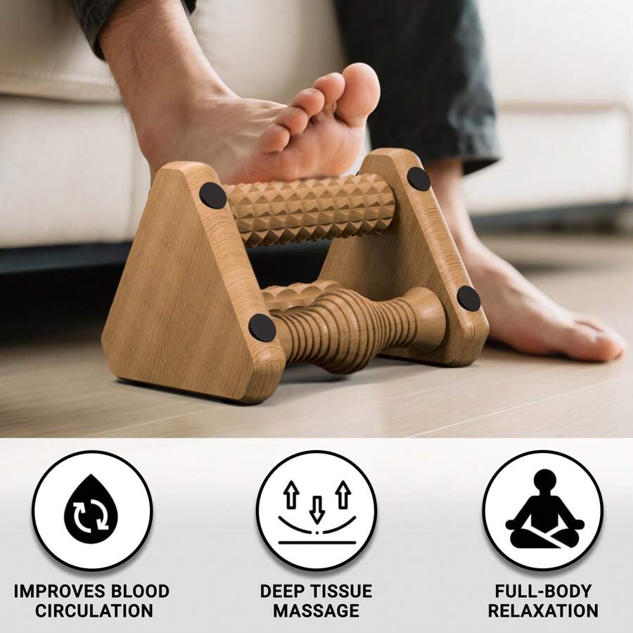 Plantar Fasciitis , Foot Massager For Circulation And Pain Relief, Reflexology Massage Tools With Wood, Foot Roller For Neuropathy Pain Relief, Foot Health, Gym