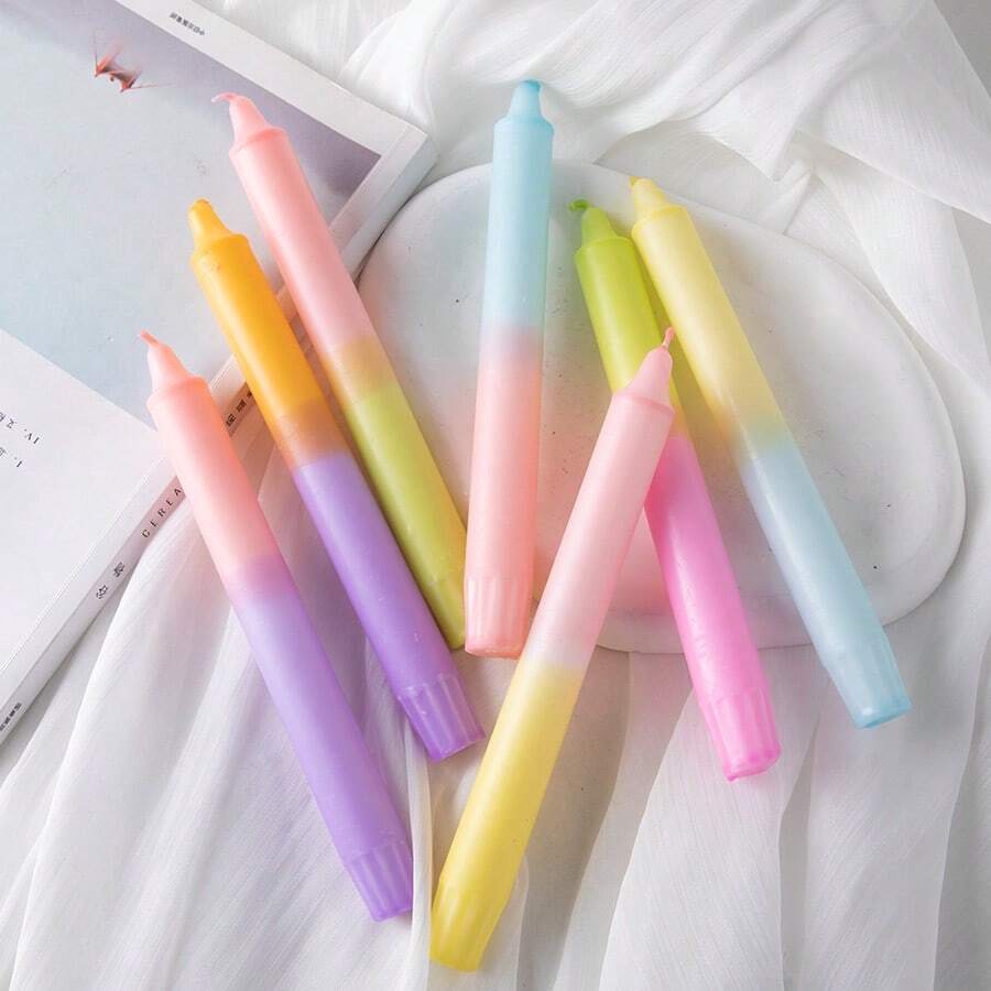 2 Stücke 20cm hohe Spitzkerzen in bunten Farben, geruchlos und rauchfrei, lange Kerzen, hohe Kerzenständer, für Zuhause, Dinner, Party, Hochzeit, Halloween, Weihnachten