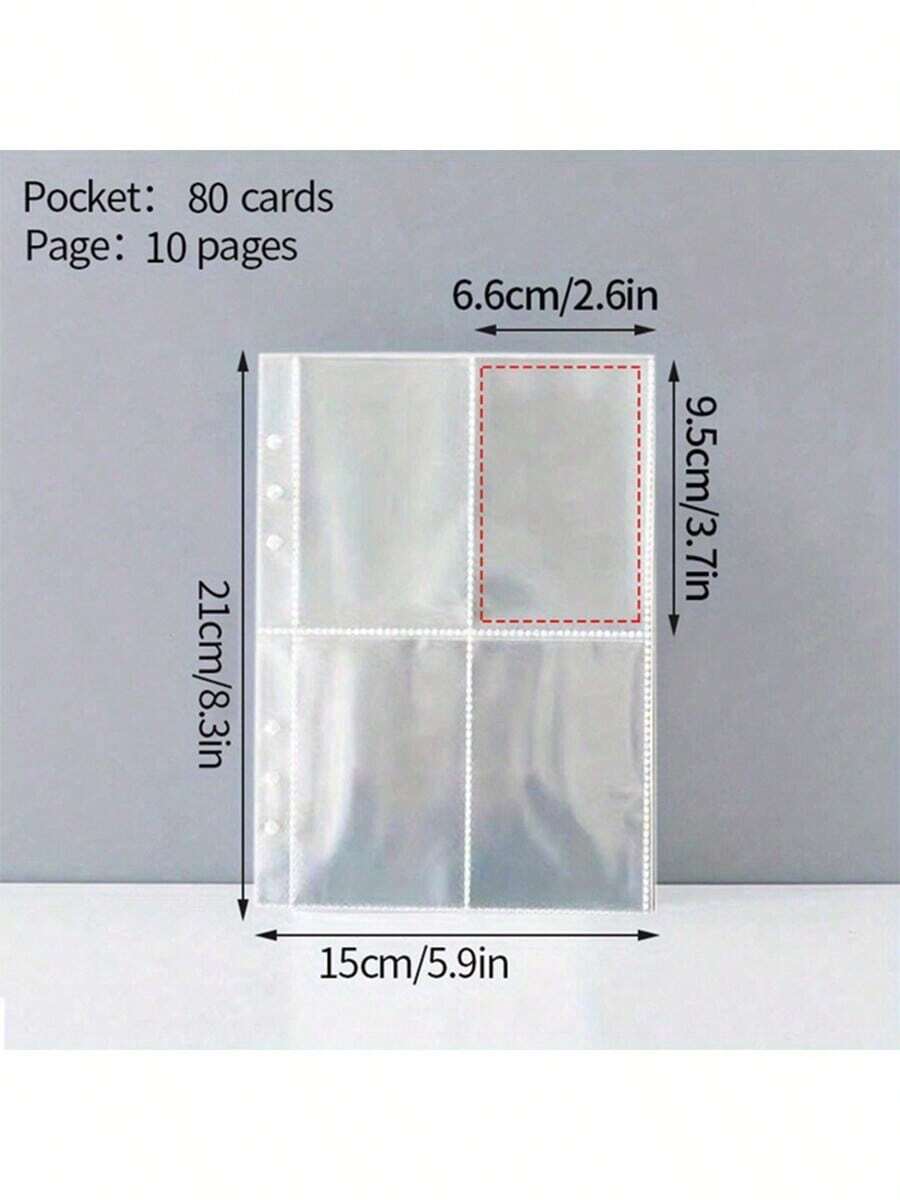 A5 Ultra Clear ABS Photo Album, 10 Sheets - 1 Pocket, 2 Pocket 6", 4 Pocket 4" Mushroom Hole Binder For Home, Game Cards And Accessories Storage School Supplies,Back To School