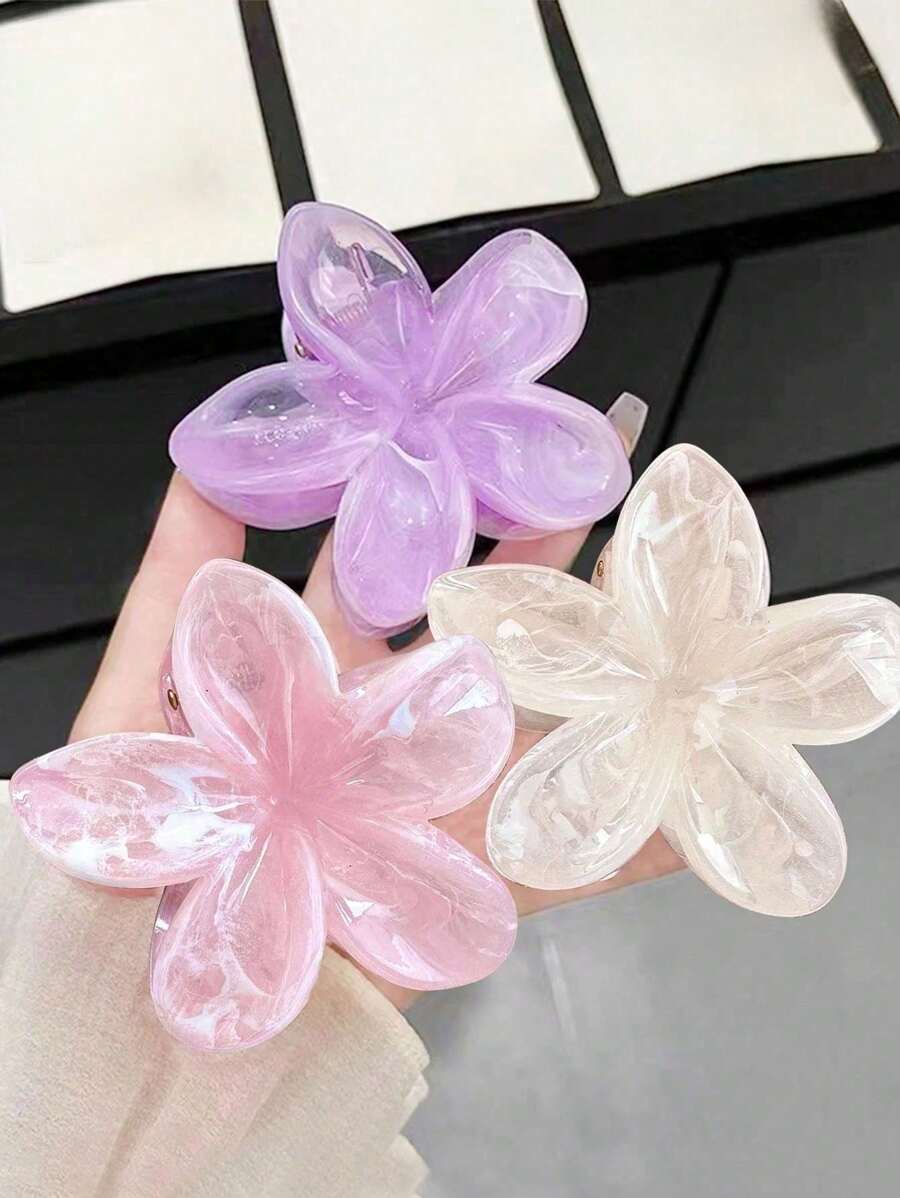 3 pezzi, nuovi fermagli per capelli trasparenti a fiore per donna, accessori fashion e popolari per capelli, adatti per feste, festival, attività quotidiane, grandi fermagli, fermagli a pinza, fermagli a graffetta per capelli