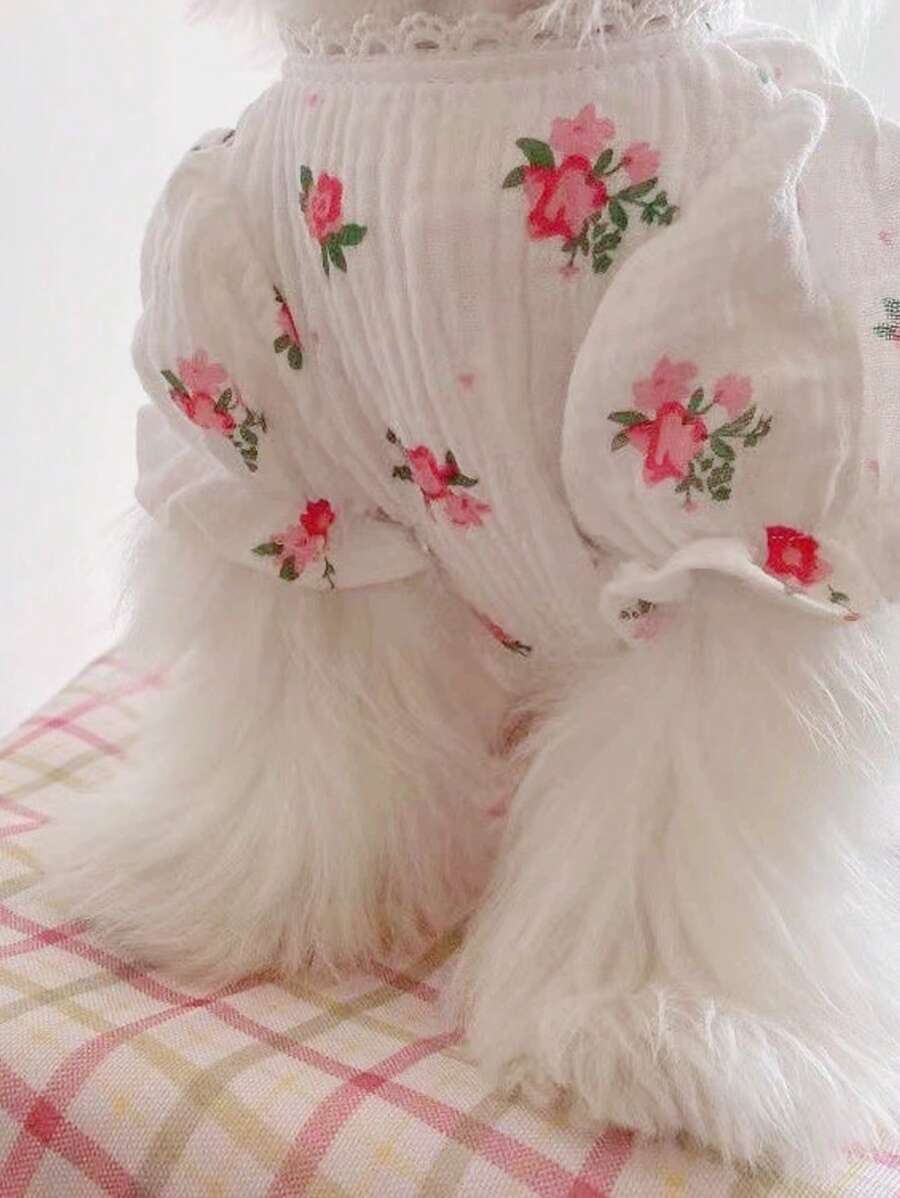1 Pet Flowery Pattern Dress , Suitable For Small And Medium-Sized Cat And Dog Pet Dresses, Suitable For Summer Holiday Gift Dog Clothes Dog Supplies Cat Things Spring And Summer Dress Pet Clothes