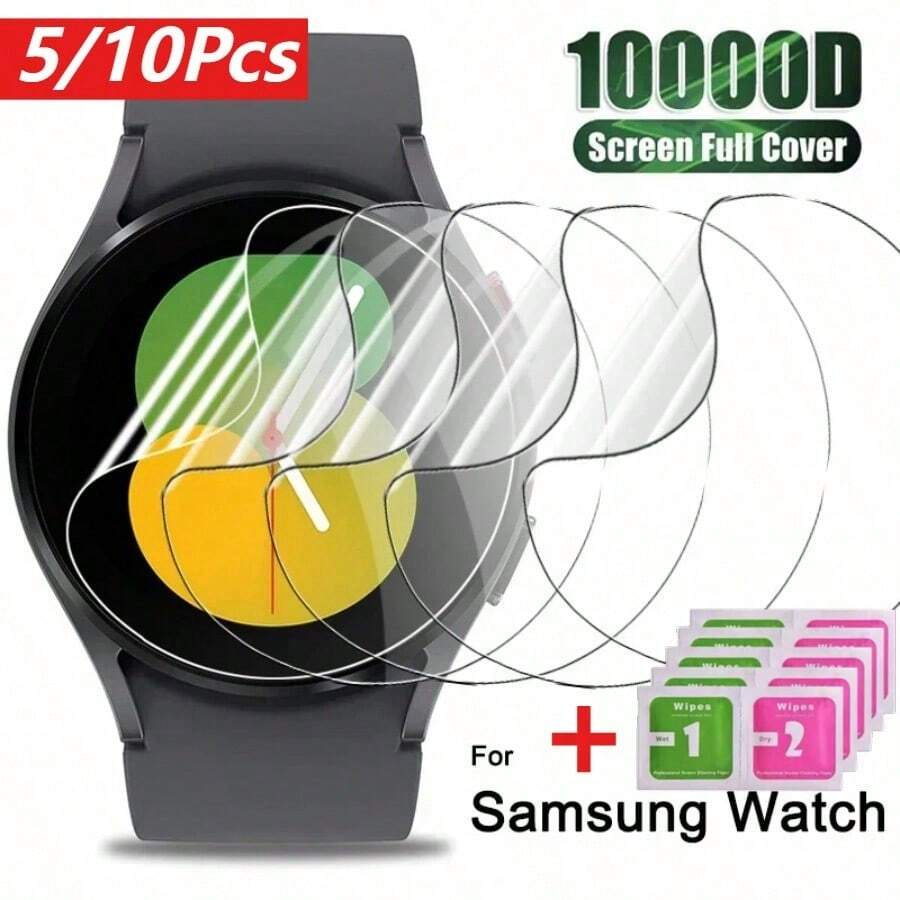 1-5PCS Full Screen Protector For Galaxy Watch7 6 5 4 40/44mm Hydrogel Film Protective Cover For Watch Classic 43mm 47mm