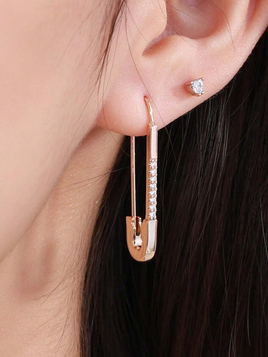 1 Pair, Versatile Summer Earrings, Fashion European-American Stylish Paperclip Shape Pendant Earrings, High-End Korean Women Earrings, Suitable For Women's Daily And Beach Resort Wear