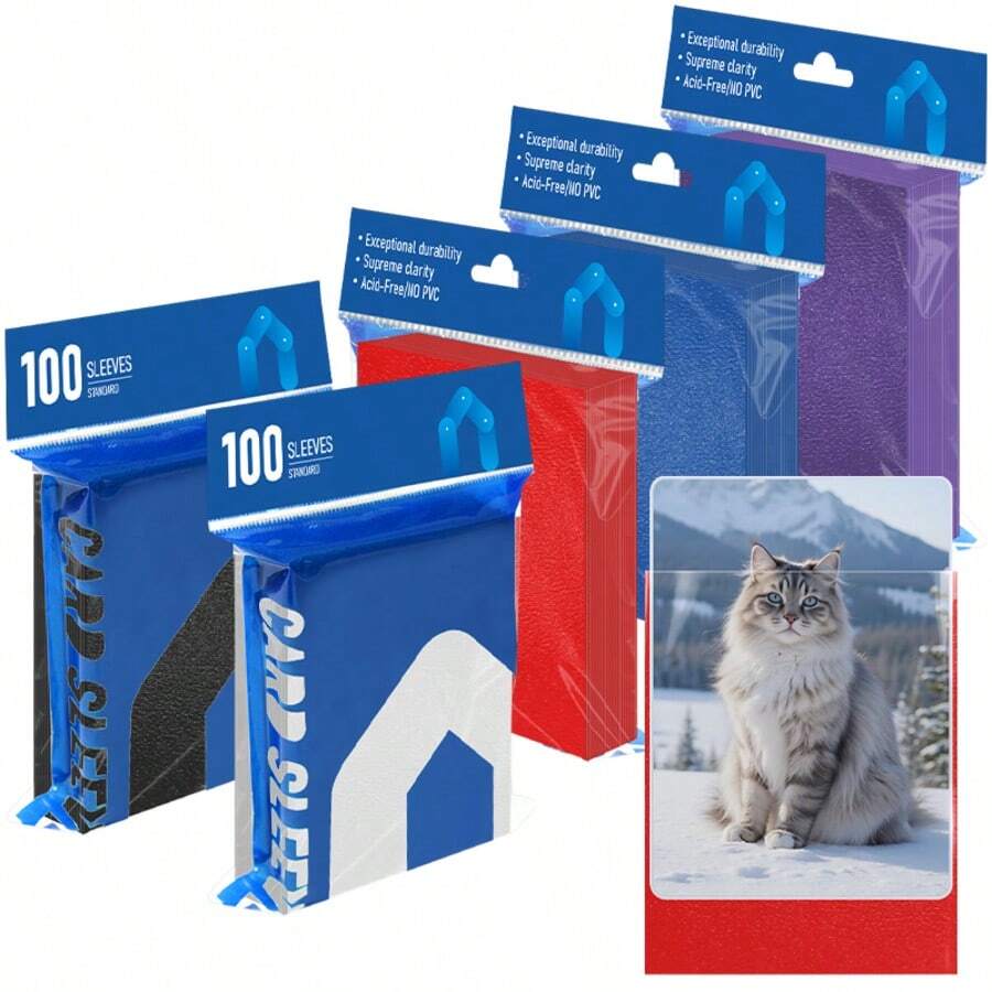 100 Stück/Set Kartenhüllen 66*91mm, Standardgröße Kartenhüllen (66x91mm), ideal für 63*88mm Spielkarten, Sammelkarten, MTG, PTCG Standardspielkarten (5 Farben)