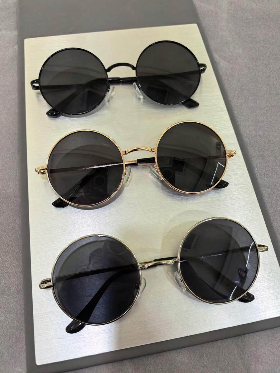 Classic Retro Hip Hop Circular Polarized Glasses, Men's Metal Fashion Glasses Casual Fashion Glasses Accessories, Suitable For Vacation Travel, Driving, Fishing, Beach Party, Music Festival, Costume Play Decorative Props, Ideal For Own Use Or Gift. For Summer Beach Vacation,Outdoor,Travel