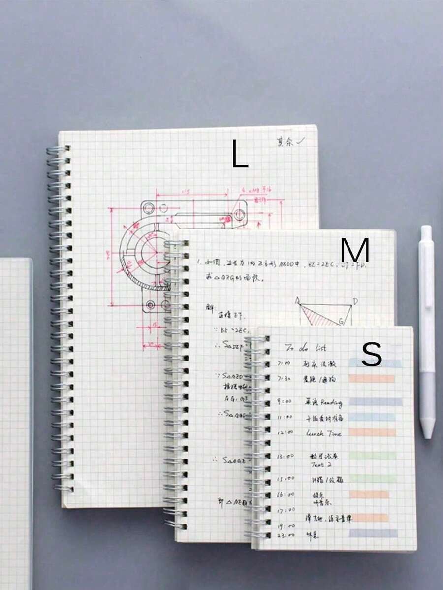 1pc Transparent Shell Spiral Notebook, Grid Notebook, Stationery, Gift, Planner, Journal, College Ruled A5/B5 Size (Random Style & Color)