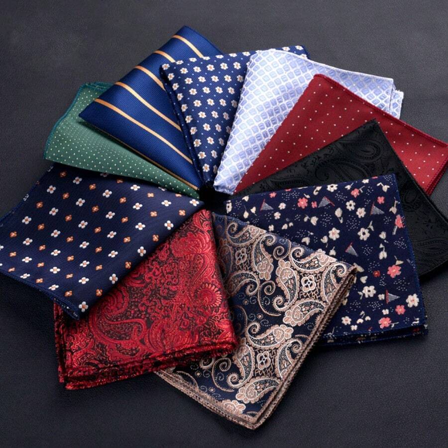 1pc Men's Jacquard Pocket Square, Fashion Patterned Handkerchief, Soft Fabric Suit Decoration, Groom Wedding Pocket Handkerchief, Groomsmen Pocket Square