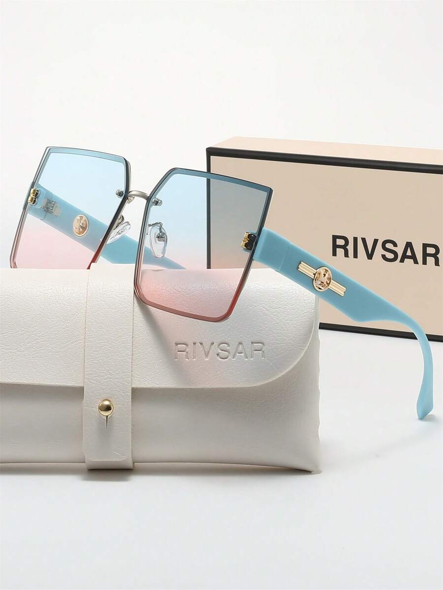Óculos de Sol Quadrado Oversized Gradiente da Moda Feminina RIVSAR, Chic Casual Ao Ar Livre Elegante Festa de Viagem Reunião Verão Gato Olho Rodada Jóia Feriado Óculos de Sol de Sombreamento, Óculos de Sol de Marca de Alto Padrão Vitrine de Presentes de Festival, Perfeito para Dia dos Namorados, Natal, Halloween Presentes