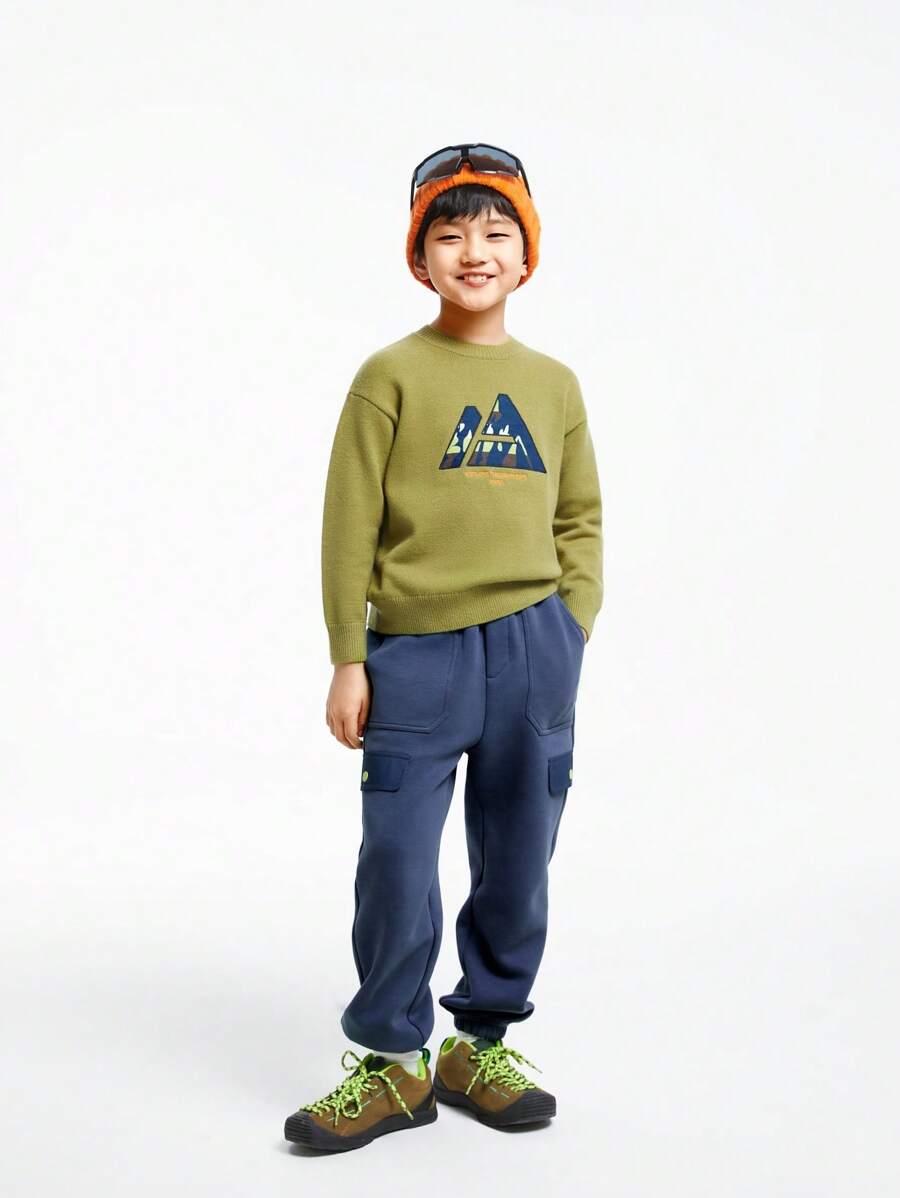 Annil Ropa de niños: Suéteres de punto con cuello redondo bordados, para niños y adultos, para otoño