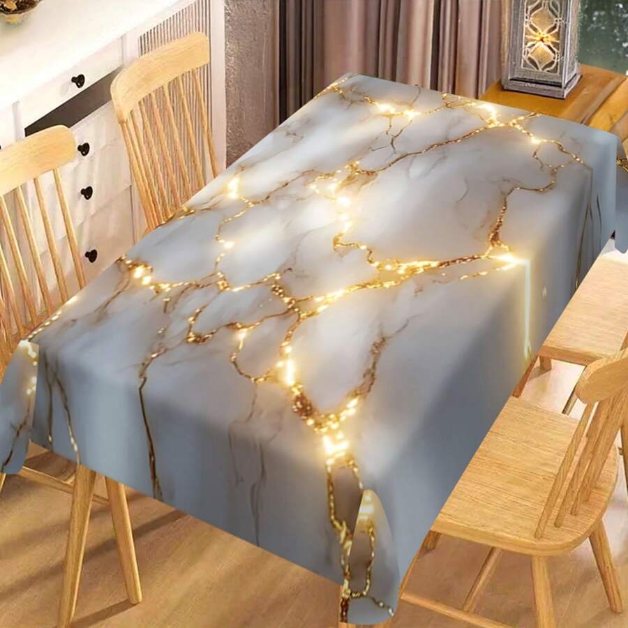 1/20 Stücke elegante goldene und weiße Marmorierung Tischdecke - luxuriöses Polyester, rechteckige Tischdecke für Zuhause, Büro oder Schreibtischnutzung, perfektes Geschenk für Feiertage, Esszimmer Dekoration