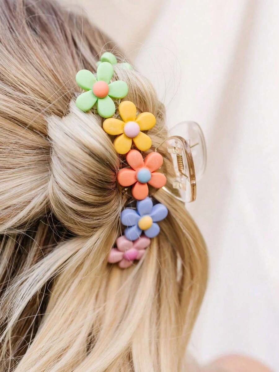 1pc/2pcs Fashionable Candy-Colored Dopamine Flower Y2K Sweet Hair Claw, Suitable For Daily Wear And Outfit Matching Claw Clips Hair Clips Hair Jaw Clip Hair Clamps Hair Clutch Hair Catcher Clip