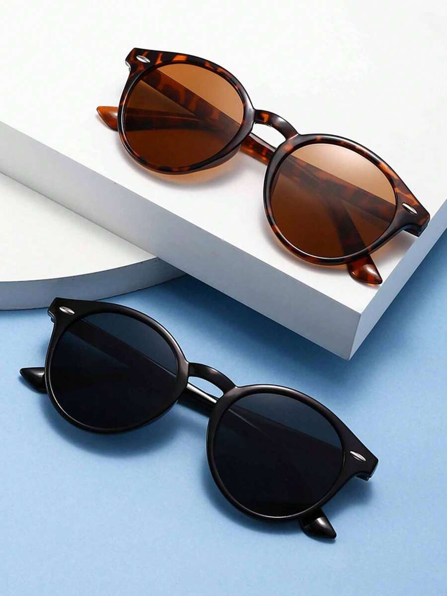 1/2 buc ochelari de soare rotunzi unisex casual Ombre retro cu lentile, rame din plastic durabile, potriviți pentru plajă, vacanță și sporturi în aer liber