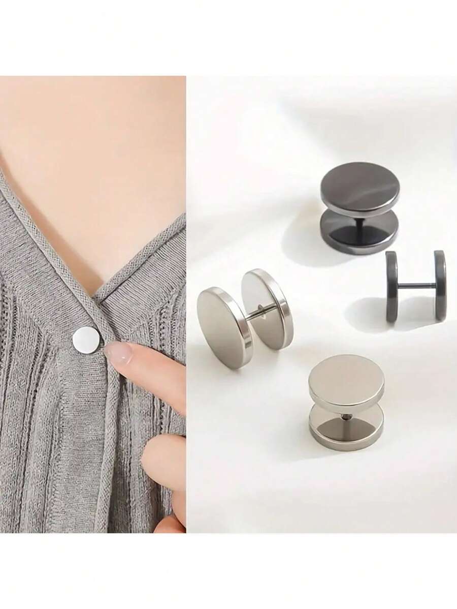 2 Stück minimalistische spiralförmige Schnalle Ringe - ohne Nähen lösbar zum Befestigen von Kragen und Manschetten, geeignet für Pullover Knöpfe - modische dekorative Knopfaccessoires, nagel- und nahtfreie Dekoration, abnehmbar für rutschfesten Kragen, hochgerollte Ärmel zum Fixieren von Röcken, Taille und Hosenbeinen, verkürzt und fixiert