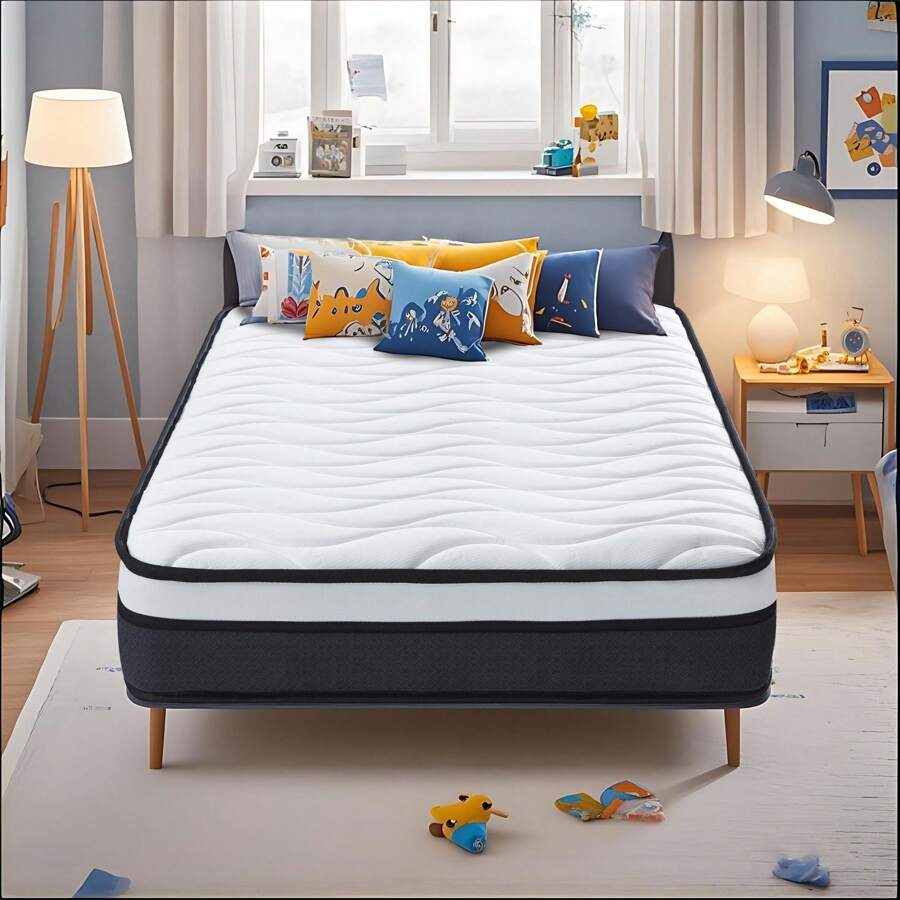 Matelas 90x190, Hauteur 23 cm, Matelas à Ressorts Ensachés avec Mousse à Mémoire de Forme Mixte, Latex, ÖkoTex, Matelas pour Adultes et Enfants