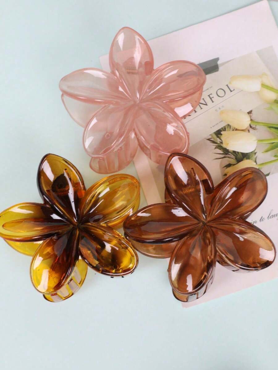 3pcs Summer Hawaiian Flower Hair Clips, Solid Color Hibiscus Hair Clips, Suitable For Fine Hair, Adorable Hair Clips, Suitable For Thick Hair, Tropical Beach Hair Accessories, Festival Gift For Girls Hair Claws Claw Clips Hair Jaw Clip Hair Clamps Hair Clutch Hair Catcher Clip