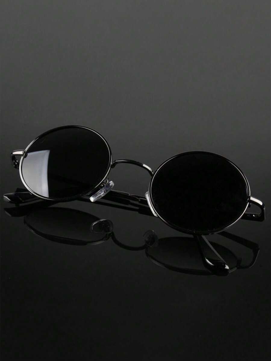 Lunettes rondes rétro , lunettes de mode à miroir Prince réfléchissantes, petits verres de lunettes circulaires unisexes