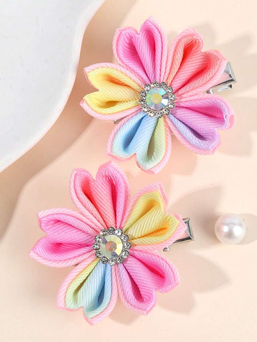 2pcs Cute Daisy Hair Clips For Girls,Fabric Alligator Clips Hairpins For Kids,Small Hair Accessories For Toddlers Daily Use