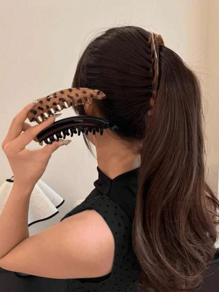 1 pezzo Fermaglio per capelli a pinza oversize a stampa leopardata, colore caramello, adatto per capelli spessi, elegante, alla moda, versatile, ottimo per viaggi, servizi fotografici, uso quotidiano