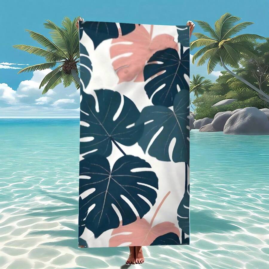 Extra große, schnelltrocknende, ultrafeinfaserige Strandtücher - Tropisches Blattmuster, super weich, sandfreie, hoch absorbierende, leichte und tragbare - ideal für Strand, Pool, Reise und Valentinstag Geschenk, Yoga Handtuch | Modisches Schwimmhandtuch | Schnell trocknendes Material, Strandtücher Strandutensilien