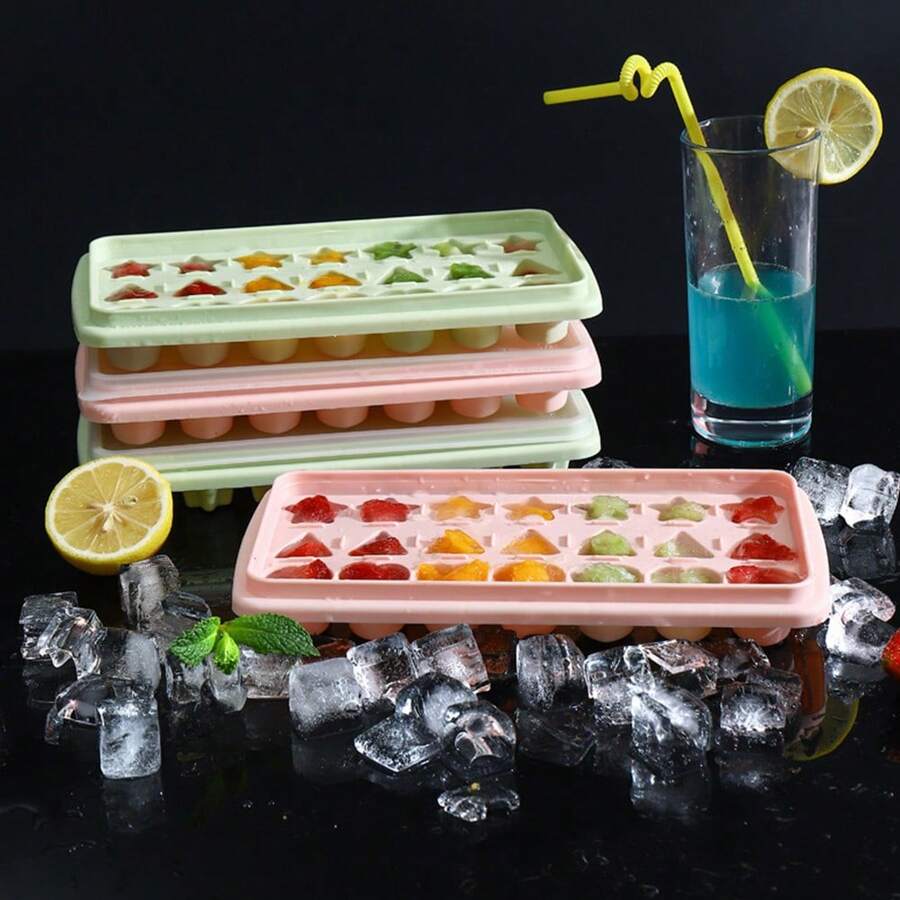 1PC Plastic Ice Cube Trays, Ice Cube Molds, Ice Cube Boxes, Ice-Making Boxes, Covered Ice Cube Trays, Household Ice-Making Molds