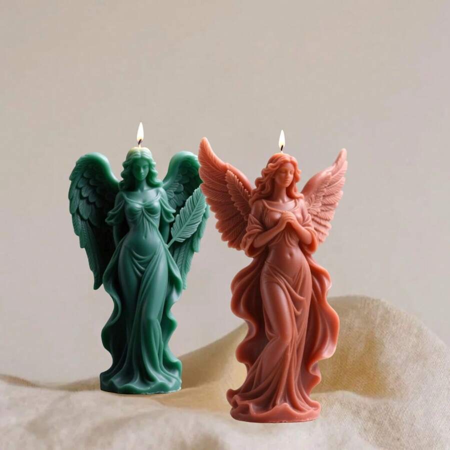 1pc 3D Mythical Wings Goddess Fragrance Candle Silicone Mould, DIY Soap, Fragrance, Plaster Decor, Home Accessories, Creative Gift, Reusable Silicone Mold