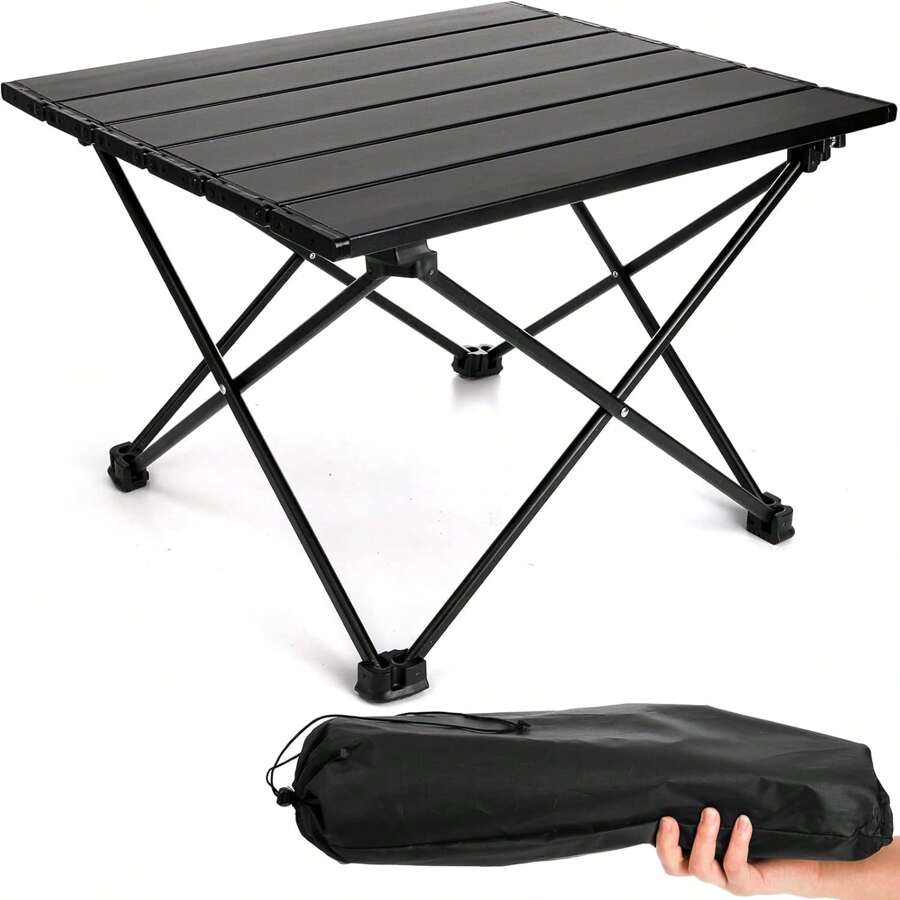 Camping Side Table, Portable Folding Beach Table, Small Aluminum Picnic Backpacking Table For Outdoor Cooking, BBQ, Hiking, Boat, Travel, 15.5''L X 13.8''W X 11.4''H