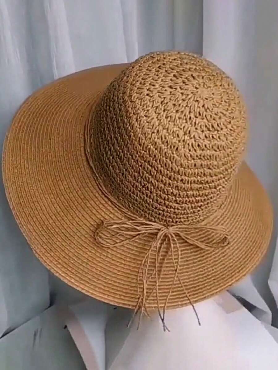 1 Stück handgefertigter Damen Boho Hut mit Hohlräumen, UV-Schutz 50+, atmungsaktives Polyestermaterial, modisch vielseitig, geeignet für den täglichen Gebrauch, Outdoor-Anlässe