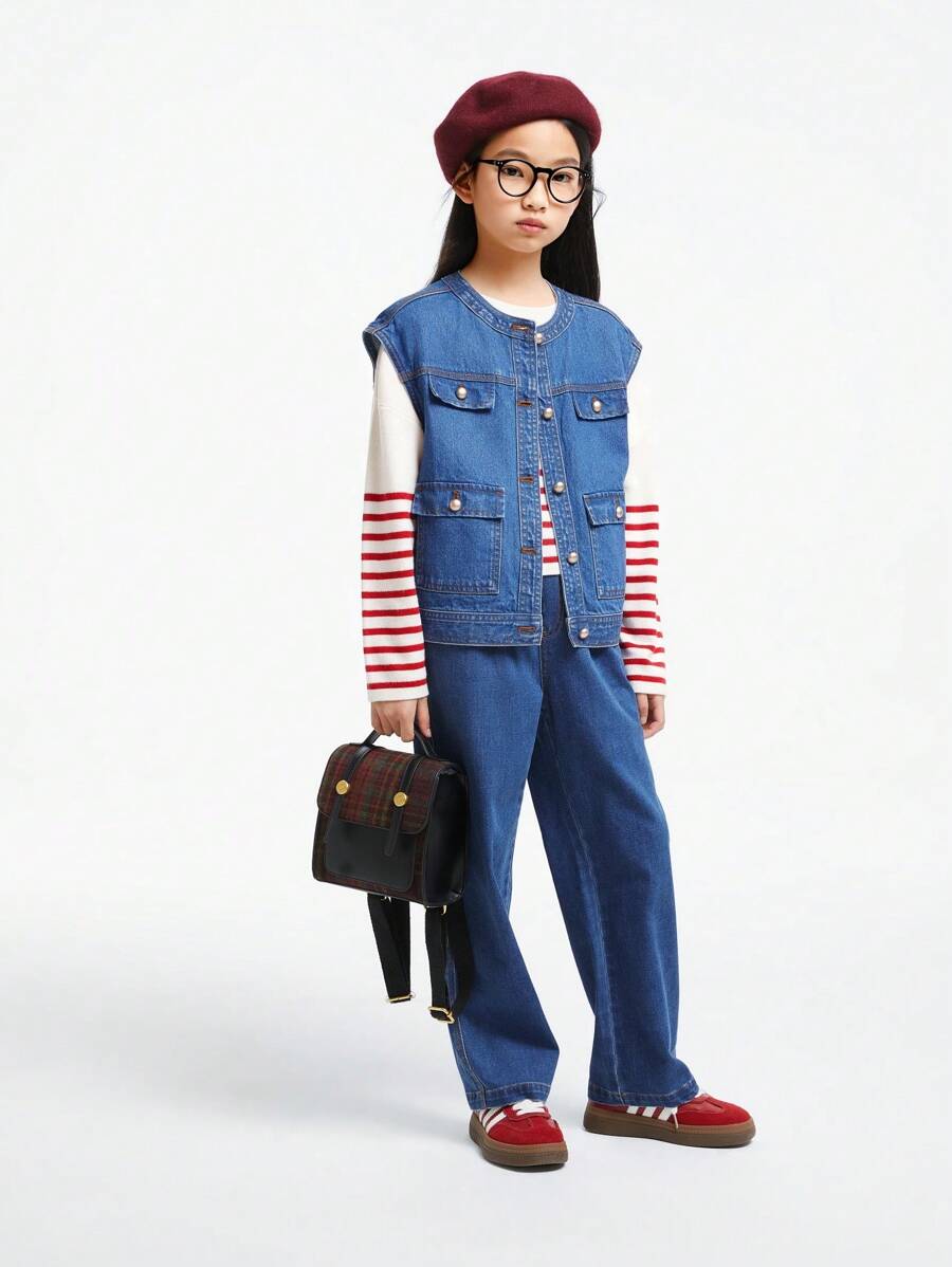 Annil Abbigliamento per bambini, ragazze, ragazzi grandi, giacche di jeans, autunno