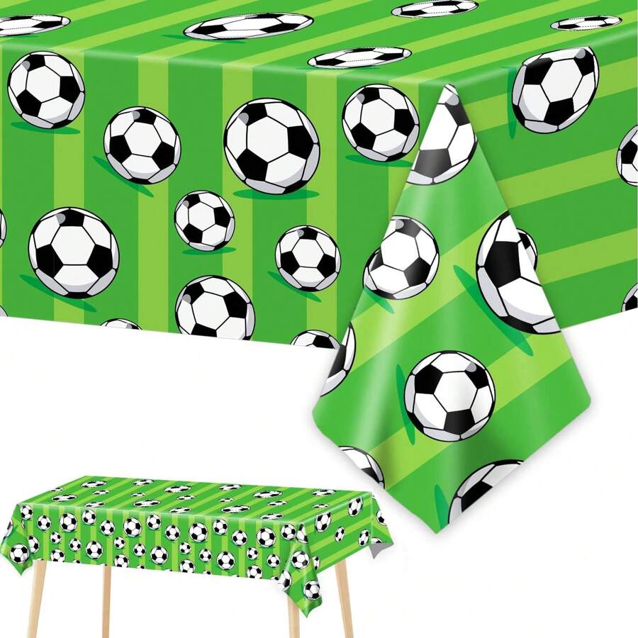 1Pc, Green Soccer Party Tablecloth Soccer Theme Birthday Table Cover Decoration Soccer Party Supplies Favor Green Football Tablecloth Table Decoration Bachelor Sports Game Party
