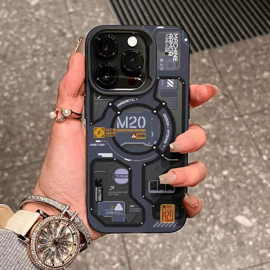 1pc Cool Punk Mechanical Chip Design Soft Phone Case, Shockproof Compatible With IPhone Apple 16 Pro Max/16/16 Pro/16 Plus/15/15 Pro Max/15 Pro/15Plus/14/14 Pro/14 Pro Max/14Plus