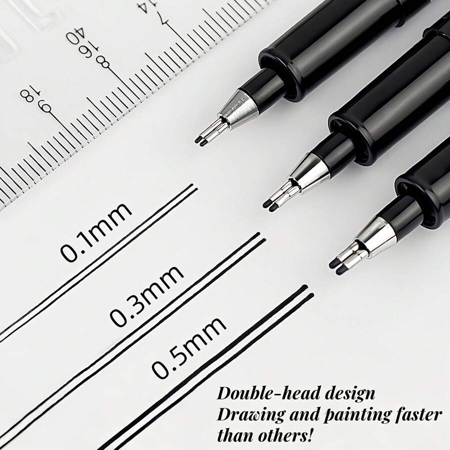 1 Stück neuer Doppelspitzen-Neutralstift, 0,1mm/0,3mm/0,5mm, unerlässlich für Architekten, Designprüfungen, Notizen und Zeichnen von Schulbedarf, Schulanfang