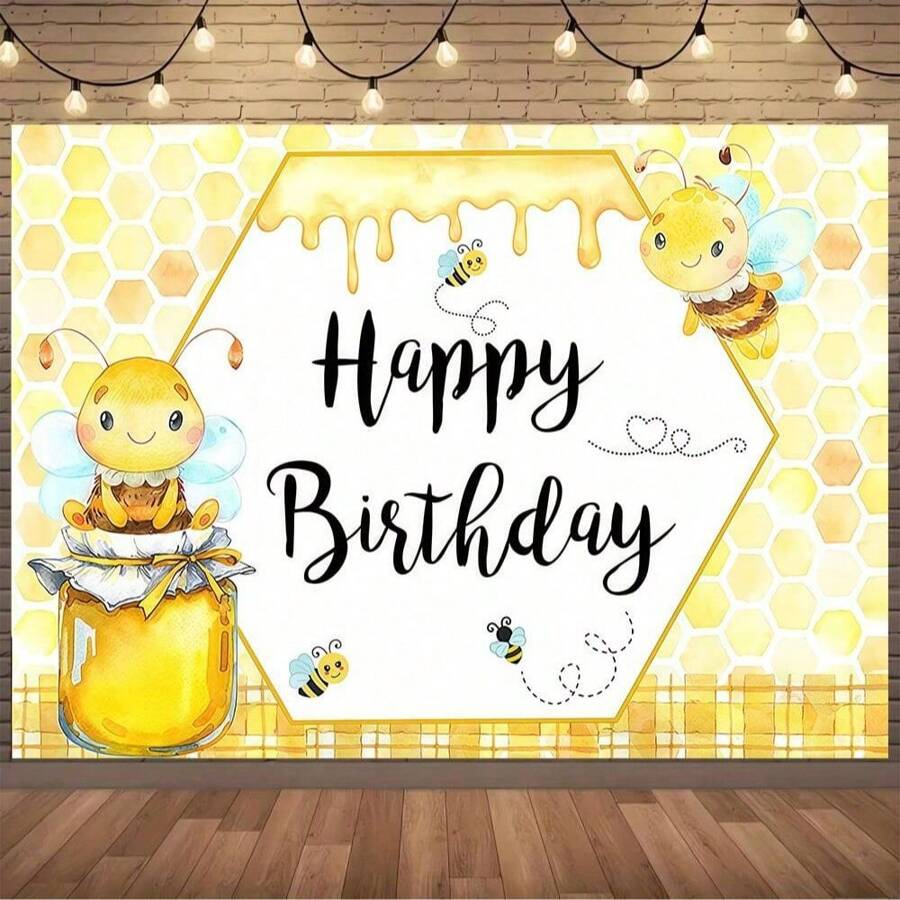 1 PC Sweet Bee One" 1st Birthday Party Backdrop - Honey Bee With Sunflower Theme, Suitable For First Birthday Celebration, Bee Gift Party Decoration, Photo Booth Studio, Photography Backdrop For Indoor Outdoor Decoration, Garden Decoration. Versatile, Multi-Size.