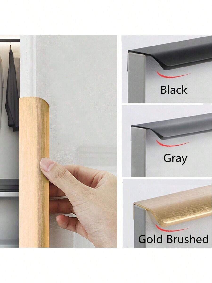 1 Pc Aluminium Alloy Hidden Furniture Door Handles Side Mount No Drilling Installation Wardrobe Cupboard Pulls Cabinet Drawer Knobs Furniture Hardware