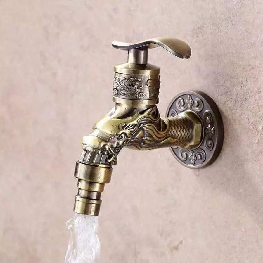 "Classic" Vintage European-Style Single Cold Wall-Mounted Faucet - Stainless Steel, Perfect For Kitchen Sink, Washing Machine, Outdoor Garden & Bathroom Accessories