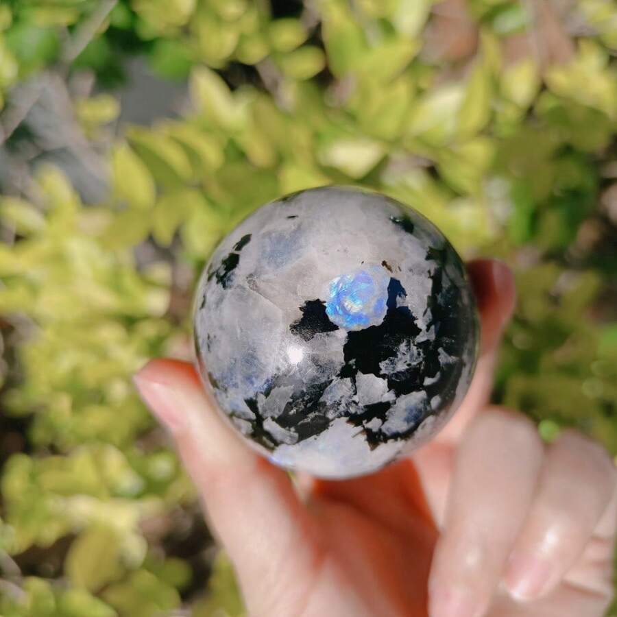 1 pieza Esfera de piedra lunar arcoíris - Ornamento de decoración del hogar - Arcoíris