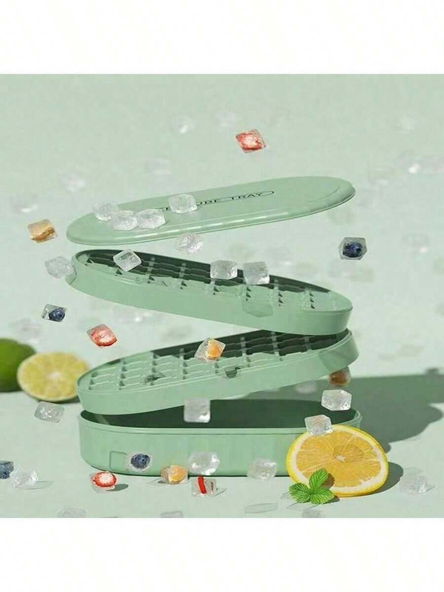 1 Set Fashion Ice Cube PP Mold With Ice Scoop & Storage Box, Quick Freezing Ice Tray, Suitable For Cold Drinks, Commercial Grade Summer Necessity, Easy To Freeze And Use, Easy To Clean, Kitchen Gadget, Applicable For Outdoor, Camping