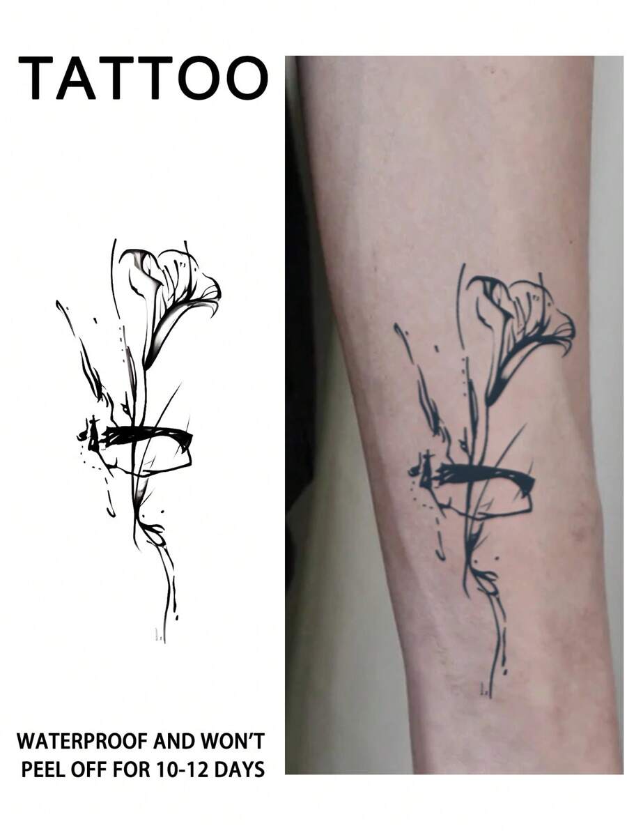 1 Pieza Tatuaje Temporal Falso Tatuaje Semipermanente Y2K Abstracto Resistente al Agua y al Sudor Dura 1-2 Semanas Realista Extractos Herbales Antifricción No Reflectante Negro Para Mujer y Hombre Pegatinas de Tatuaje para Brazo, Pecho, Pierna, Abdomen, Cintura, Dedo, Cuello, Espalda, Arte Corporal Modernista