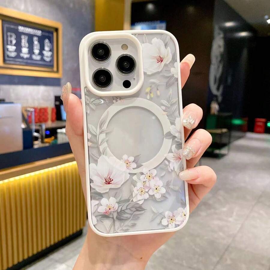 Elegant And Creative Full Screen Floral Printed Phone Case Suitable For IP 16 15 Pro Max 14 13PRO 12PRO 12 11 11 Pro 14 Pro Max 15 Pro 16 Plus 13 13 Pro Max XR XS MAX 16 Pro Max All Inclusive Phone Case With Magnetic Ring