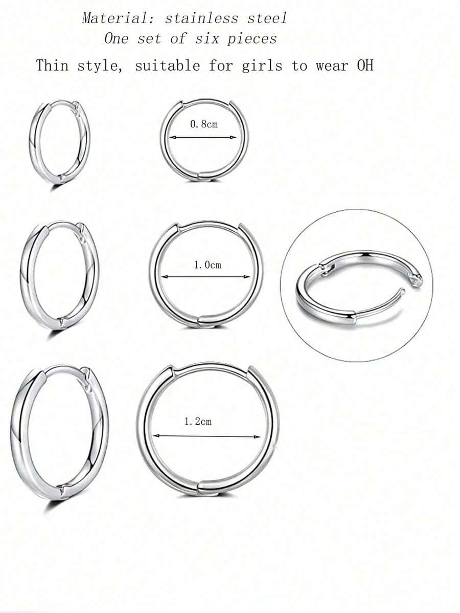 1 Set Of Multiple Summer Vacation Style Stainless Steel Ring Earrings Gold Earrings/Silver Eaeeings Jewelry Bohemia Earring Fashionable Simple Earrings For Men And Women To Wear Daily