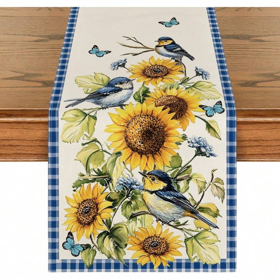 1PC Buffalo, Checkered, Bird, Butterfly, Sunflower, Spring, Table, Runner, Seasonal, Summer, Kitchen, Table, Coffee Table, Dresser, Decorating, Home, Indoor, Outdoor, Party, Decorative