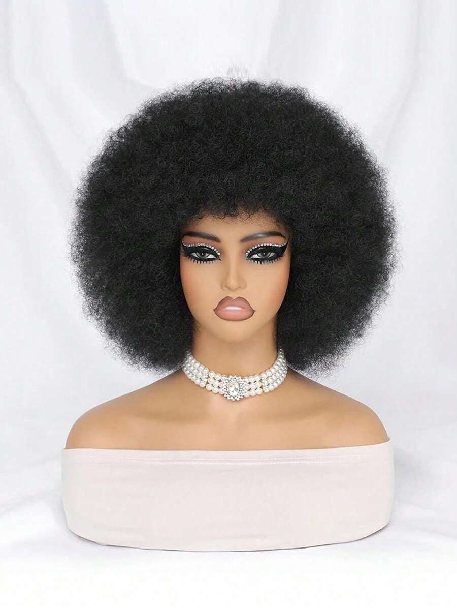 Musik Festival 12 Zoll Afro Krause Schwarz Weiß Pink Blau Lila 613 Grau Braun Synthetische Pony Perücken 70er 80er Jahre Perücken für Frauen und Männer Synthetisches Haar Afro Geflecht Synthetische Perücke mit großem voluminösem und weichem natürlichem Look Voll Pumps Perücke für - Cosplay und Alltagstragen