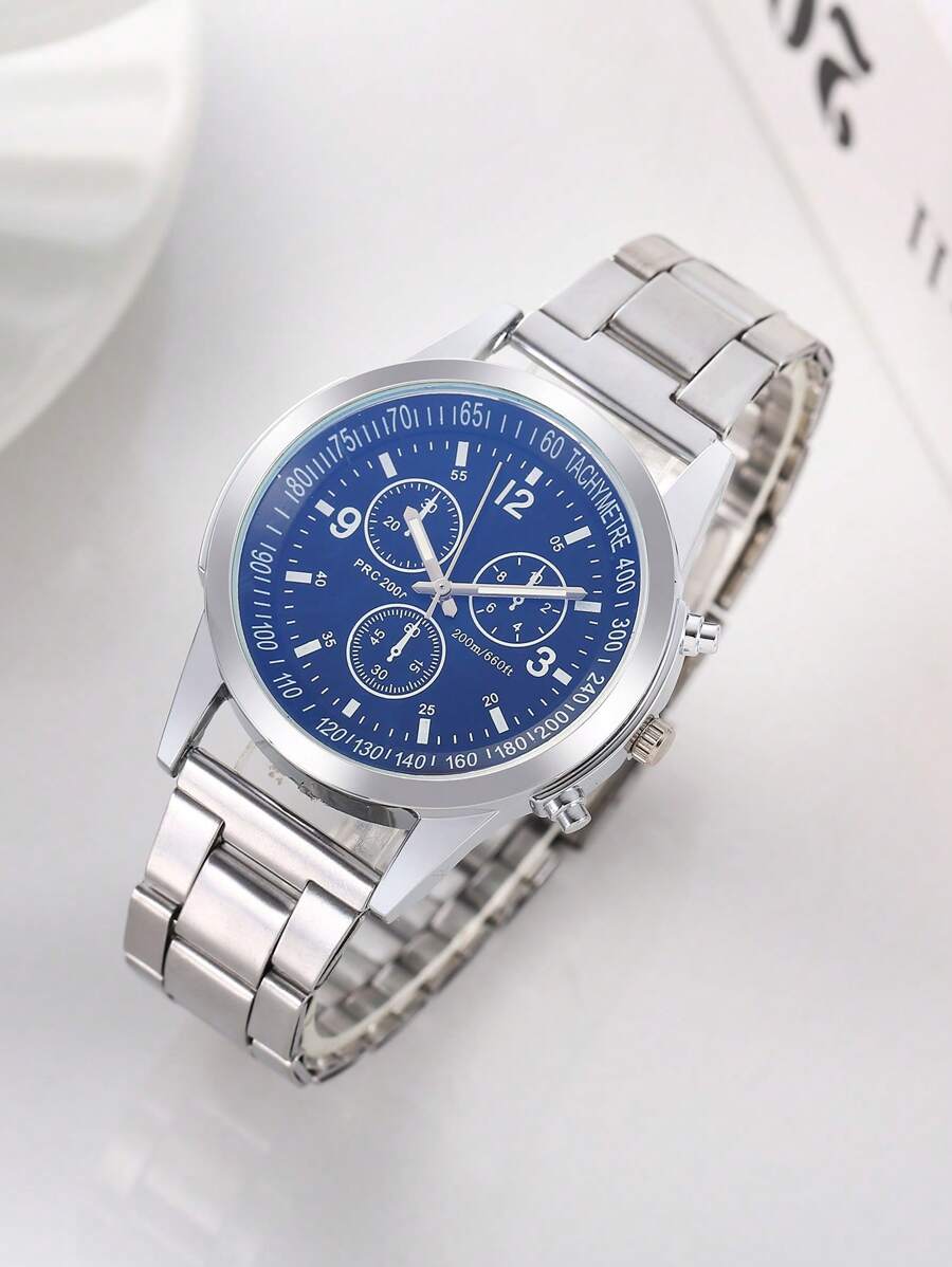 1 pièce Montre de mode en acier à bracelet de style affaire décontracté pour hommes, avec un look à trois aiguilles