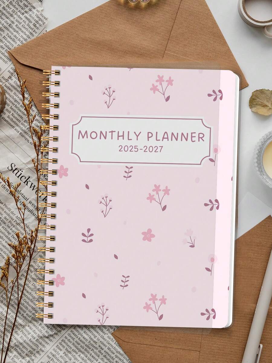 1pc Weekly And Monthly Planner Calendar Notebook, A5(5.7" X 8") 2025-2027 Monthly Planner Academic Year Notebook With Notes, Office & School Supplies, Perfect Gifts,School Supplies,Back To School